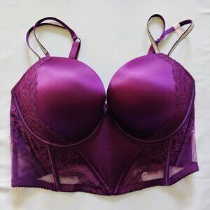 Victoria's Secret Purple Double Shine Strap Push-Up Corset Top/Bra Size 38DD